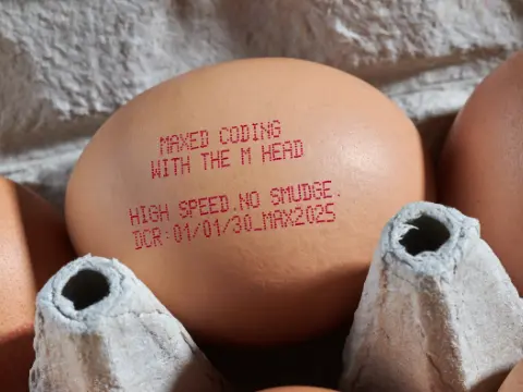 CIJ噴印機於雞蛋噴碼應用 - 立揚科技